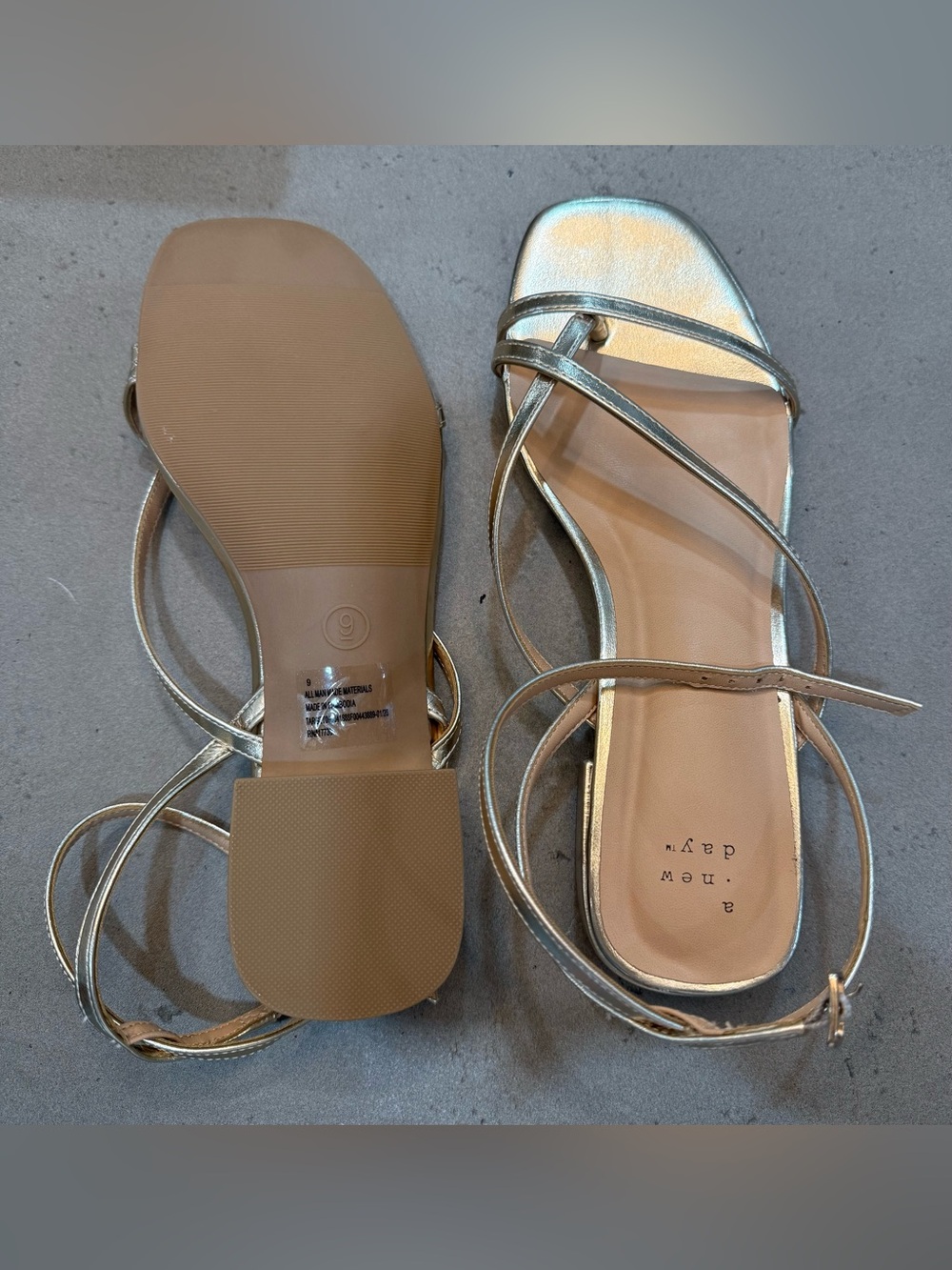a new day Metallic Gold Strappy Sandals